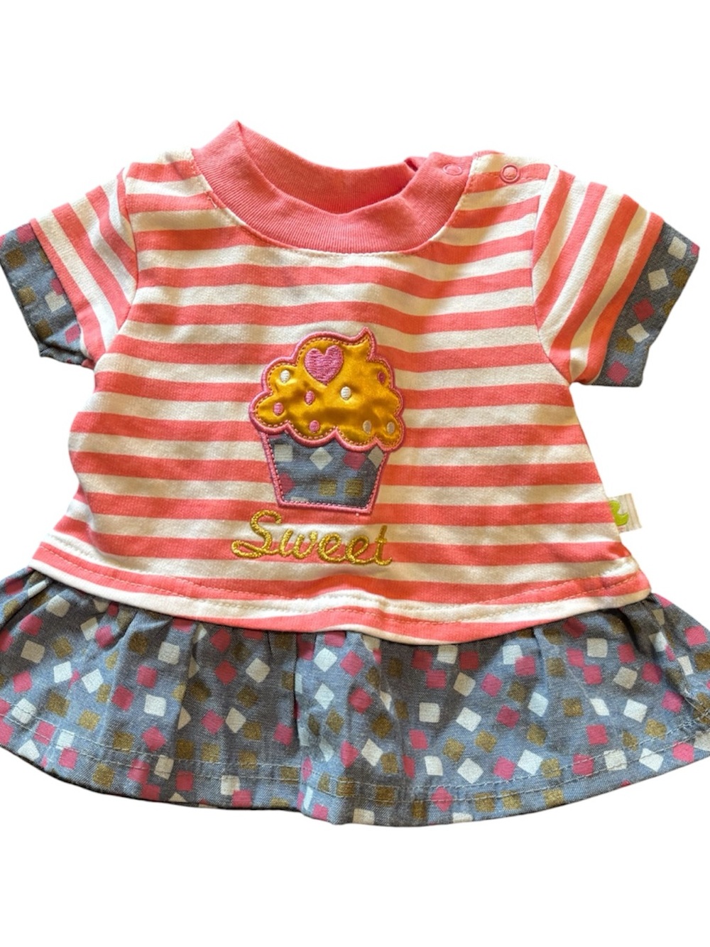 🟡Girls Pink Stripe 'Sweet' Cupcake Tee Dress